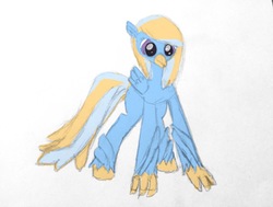 Size: 846x640 | Tagged: safe, artist:stormfalldrizzle, oc, oc only, oc:sylvia hippogriff, classical hippogriff, hippogriff, cute, female, mixed media, solo