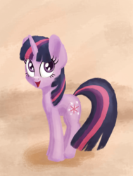 Size: 3400x4500 | Tagged: safe, artist:litrojia, twilight sparkle, pony, unicorn, g4, abstract background, female, high res, looking at you, mare, open mouth, smiling, solo