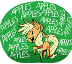 Size: 500x441 | Tagged: safe, artist:fauxsquared, part of a set, applejack, earth pony, pony, g4, apple, applejack's hat, applenese, cowboy hat, female, freckles, hat, mare, solo, that pony sure does love apples