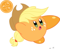 Size: 1197x988 | Tagged: safe, artist:silver-soldier, applejack, puffball, g4, crossover, female, kirby, kirby (series), kirby applejack, kirbyfied, nintendo, simple background, solo, species swap, transparent background, video game