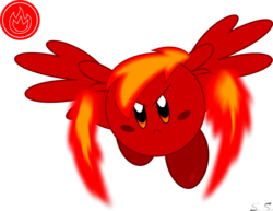 Size: 1790x1381 | Tagged: safe, artist:silver-soldier, oc, oc:flameburn, puffball, g4, crossover, kirby, kirby (series), kirbyfied, nintendo, simple background, species swap, transparent background, video game