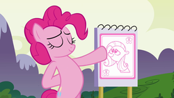 Size: 1280x720 | Tagged: safe, screencap, fluttershy, pinkie pie, g4, too many pinkie pies, drawing, fluttershutter