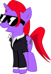 Size: 6046x8799 | Tagged: safe, artist:archstein, oc, oc only, pony, unicorn, absurd resolution, clothes, female, mare, simple background, smiling, solo, suit, sunglasses, transparent background