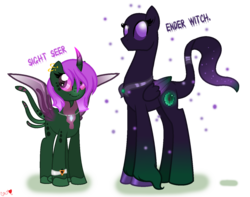 Size: 1396x1100 | Tagged: safe, artist:gaianknightalpha, oc, oc only, oc:ender witch, oc:sight seer, base used, duo, minecraft, simple background, subnautica, transparent background