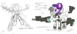 Size: 2600x1173 | Tagged: safe, artist:satv12, starlight glimmer, pony, unicorn, g4, armor, armored core, bayonet, engrish, female, glowing horn, gun, horn, japanese, machine gun, mech, missile launcher, smiling, solo, weapon, white glint