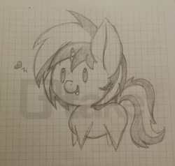 Size: 2976x2831 | Tagged: safe, artist:splitterpic, oc, oc only, oc:fizzygreen, pony, unicorn, chibi, cute, equine, graph paper, heart, high res, male, sketch, solo, stallion, standing, traditional art