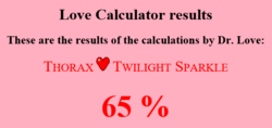 Size: 568x269 | Tagged: safe, thorax, twilight sparkle, g4, female, implied straight, love calculator, male, shipping, straight, twirax