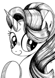 Size: 1748x2480 | Tagged: safe, artist:dsana, starlight glimmer, pony, unicorn, g4, black and white, female, grayscale, mare, monochrome, solo