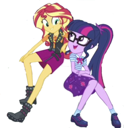 Size: 485x503 | Tagged: dead source, safe, artist:php77, editor:php77, sci-twi, sunset shimmer, twilight sparkle, equestria girls, equestria girls specials, g4, my little pony equestria girls: better together, my little pony equestria girls: forgotten friendship, geode of empathy, geode of telekinesis, simple background, transparent background