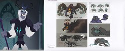 Size: 5504x2251 | Tagged: safe, storm king, elemental, g4, my little pony: the movie, the art of my little pony: the movie, concept art, male, monster, staff, what could have been