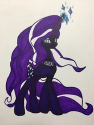 Size: 3024x4032 | Tagged: safe, artist:koharuveddette, nightmare rarity, rarity, pony, g4, female, glowing horn, horn, looking at you, solo, traditional art