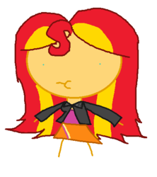 Size: 430x484 | Tagged: safe, sunset shimmer, equestria girls, g4, 1000 hours in ms paint, :i, :t, female, ms paint, simple background, solo, stylistic suck, white background