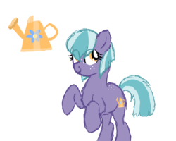 Size: 2500x2000 | Tagged: safe, artist:sodadoodle, oc, oc only, oc:daisy blue, earth pony, pony, adopted offspring, female, freckles, high res, mare, next generation, parent:discord, parent:fluttershy, parents:discoshy, simple background, sodaverse, solo, transparent background, watering can