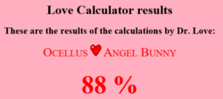 Size: 568x255 | Tagged: safe, angel bunny, ocellus, g4, angellus, crack shipping, female, implied straight, love calculator, male, shipping, straight