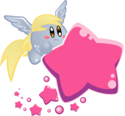 Size: 600x559 | Tagged: safe, artist:jrk08004, derpy hooves, puffball, g4, crossover, kirby, kirby (series), kirby derpy, kirbyfied, nintendo, simple background, species swap, transparent background, video game