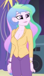 Size: 620x1080 | Tagged: safe, edit, edited screencap, editor:ah96, screencap, princess celestia, principal celestia, equestria girls, g4, my little pony equestria girls: rainbow rocks, big breasts, breast edit, breasts, busty princess celestia, cleavage, cropped, female, sexy, solo