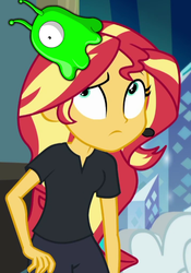 Size: 475x680 | Tagged: safe, edit, edited screencap, screencap, sunset shimmer, all the world's off stage, all the world's off stage: micro chips, equestria girls, g4, my little pony equestria girls: better together, brain slug, futurama, male