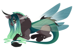 Size: 3200x2134 | Tagged: safe, artist:gigason, oc, oc only, hybrid, female, high res, interspecies offspring, offspring, parent:discord, parent:queen chrysalis, parents:discolis, simple background, solo, transparent background