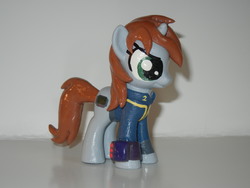 Size: 4000x3000 | Tagged: safe, artist:silverband7, oc, oc:littlepip, pony, unicorn, fallout equestria, clothes, customized toy, cutie mark, fanfic, female, hooves, horn, irl, jumpsuit, mare, photo, pipbuck, solo, toy, vault suit
