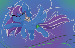 Size: 2942x1870 | Tagged: safe, artist:crunchycrowe, oc, oc only, oc:nightgleam, pegasus, pony, siamese cat, female, flying, graphic design, mare, simple, solo