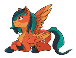 Size: 1280x973 | Tagged: safe, artist:scraps-is-busy, oc, oc only, pegasus, pony, comic:the factory failures, fanfic:rainbow factory, simple background, smiling, solo, transparent background, wings