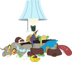 Size: 4189x3636 | Tagged: safe, artist:punzil504, discord, a matter of principals, g4, discord lamp, horn, looking at you, simple background, solo, transparent background, vector, wings