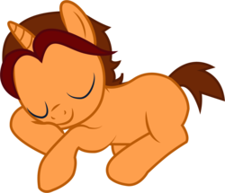 Size: 1257x1083 | Tagged: safe, artist:electrochoc, oc, oc only, oc:peach cobbler, pony, unicorn, simple background, sleeping, solo, transparent background, vector