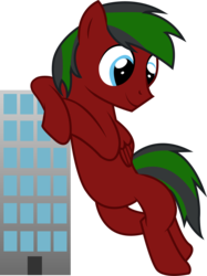 Size: 1583x2121 | Tagged: safe, artist:electrochoc, oc, oc only, oc:crimson fall, pegasus, pony, building, giant pegasus, giant pony, leaning, macro, simple background, solo, transparent background, vector