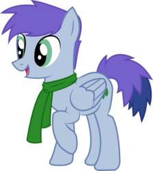 Size: 2011x2247 | Tagged: safe, artist:electrochoc, oc, oc only, oc:raincloud drizzle, pegasus, pony, clothes, high res, male, raised hoof, scarf, simple background, solo, transparent background, vector