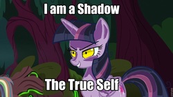 Size: 960x540 | Tagged: safe, edit, edited edit, edited screencap, screencap, twilight sparkle, alicorn, pony, g4, image macro, meme, persona, persona 2, persona 3, persona 4, reference, shadow, shin megami tensei, twilight sparkle (alicorn)