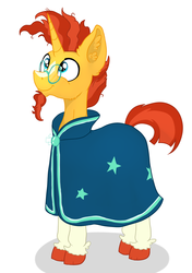Size: 2477x3513 | Tagged: safe, artist:paskanaakka, derpibooru exclusive, sunburst, pony, unicorn, g4, clothes, colored hooves, cute, ear fluff, facial hair, glasses, goatee, high res, male, robe, simple background, smiling, solo, stallion, sunburst's cloak, sunburst's glasses, unshorn fetlocks, white background
