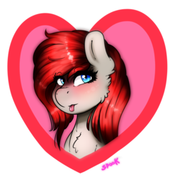 Size: 1666x1732 | Tagged: safe, artist:aaa-its-spook, oc, oc only, oc:ponepony, pony, blushing, bust, chest fluff, heart, looking at you, portrait, simple background, solo, tongue out, transparent background