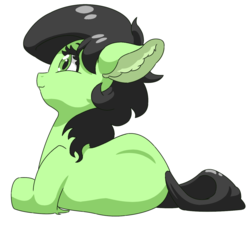 Size: 1315x1200 | Tagged: safe, artist:lockhe4rt, oc, oc:filly anon, ear fluff, female, filly, lying down, smiling
