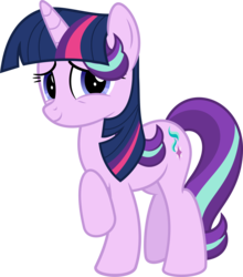 Size: 5058x5750 | Tagged: safe, artist:jhayarr23, starlight glimmer, pony, unicorn, a matter of principals, g4, absurd resolution, female, mane, mare, not twilight sparkle, raised hoof, simple background, solo, transparent background, twilight wig, vector, wig
