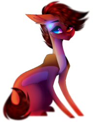 Size: 996x1300 | Tagged: safe, artist:hyshyy, oc, oc only, earth pony, pony, heterochromia, male, simple background, sitting, solo, stallion, transparent background