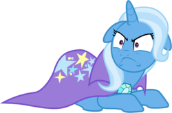Size: 12662x8354 | Tagged: safe, artist:famousmari5, trixie, pony, unicorn, a matter of principals, g4, >:c, absurd resolution, angry, behaving like a cat, cape, clothes, cute, diatrixes, ears back, female, frown, madorable, simple background, solo, transparent background, trixie's cape, vector
