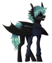 Size: 1236x1496 | Tagged: safe, artist:skimea, oc, oc only, oc:ying, bat pony, pony, clothes, male, shirt, simple background, solo, stallion, sunglasses, transparent background