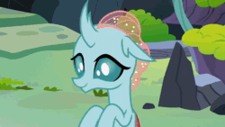 Size: 1920x1080 | Tagged: safe, screencap, axilla, carapace (g4), lumbar, ocellus, spiracle, changedling, changeling, nymph, g4, the hearth's warming club, animated, cute, cuteling, cycle, diaocelles, giving, i have done nothing productive all day, misunderstanding, present, sound, sweet dreams fuel, webm