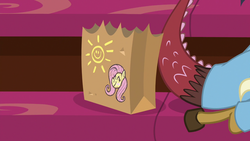 Size: 1280x720 | Tagged: safe, screencap, discord, fluttershy, a matter of principals, g4, paper bag