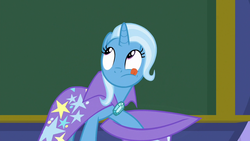 Size: 1280x720 | Tagged: safe, screencap, trixie, pony, a matter of principals, g4, female, solo, tongue out