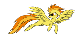 Size: 4208x2368 | Tagged: safe, artist:icicle-niceicle-1517, artist:marewile, color edit, edit, spitfire, pegasus, pony, g4, colored, female, flying, mare, simple background, smiling, solo, transparent background
