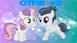 Size: 1994x1122 | Tagged: safe, artist:jawsandgumballfan24, rumble, sweetie belle, pegasus, pony, unicorn, g4, colt, cute, female, filly, male, meme, otp, ship:rumbelle, shipping, straight, wings