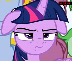 Size: 839x720 | Tagged: safe, screencap, twilight sparkle, alicorn, pony, friendship university, g4, cropped, female, floppy ears, mare, twilight sparkle (alicorn), twilight sparkle is not amused, unamused