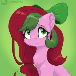 Size: 2000x2000 | Tagged: dead source, safe, artist:airfly-pony, oc, oc only, oc:milly de rose, earth pony, pony, rcf community, 30 minute art challenge, chest fluff, cute, ear fluff, female, fluffy, high res, looking up, ribbon, shy, sketch, solo