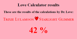 Size: 590x298 | Tagged: safe, starlight glimmer, trixie, g4, female, lesbian, love calculator, ship:startrix, shipping