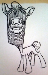 Size: 1826x2850 | Tagged: safe, artist:smirk, oc, oc only, object pony, original species, monochrome, nokia, pen, ponified, traditional art, wat