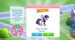 Size: 1024x550 | Tagged: safe, gameloft, mean twilight sparkle, spike, twilight sparkle, alicorn, dragon, pony, g4, the mean 6, clone, reward, twilight sparkle (alicorn), winged spike, wings