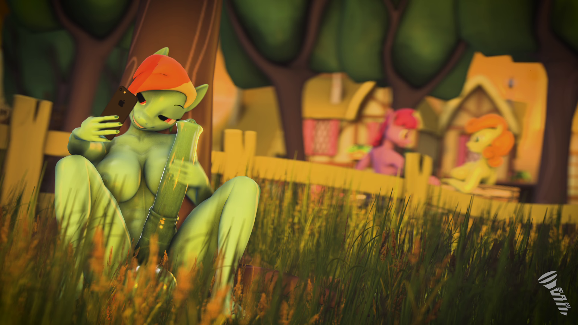 artist:screwingwithsfm, berry punch, berryshine, carrot top, golden harvest, rainbow dash...