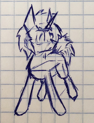 Size: 1045x1364 | Tagged: safe, artist:milesseventh, derpibooru exclusive, oc, oc only, pony, unicorn, graph paper, pen drawing, sketch, solo, traditional art
