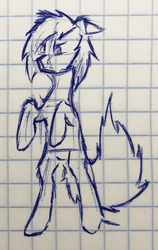 Size: 1017x1612 | Tagged: safe, artist:milesseventh, derpibooru exclusive, oc, oc only, pony, angry, ears back, graph paper, pen drawing, rearing, solo, standing up, traditional art